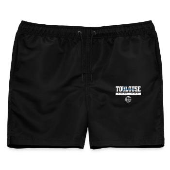 Toulouse Frankreich Koordinaten Reise Souvenir - Männer Badeshorts - Schwarz - Vorne - AI Model Male 178 light (178cm)
