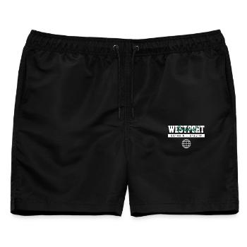 Westport Irland Koordinaten Reise Souvenir - Männer Badeshorts - Schwarz - Vorne - AI Model Male 178 light (178cm)