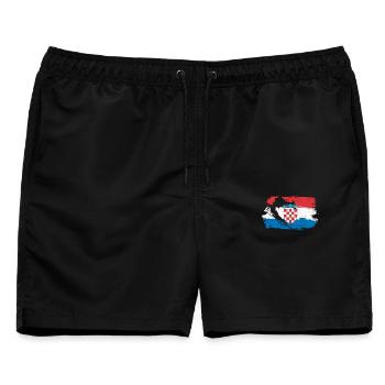 Kroatische Wappen-Pinselflagge - Männer Badeshorts - Schwarz - Vorne - AI Model Male 178 light (178cm)