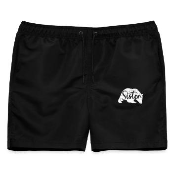 Schwester Schwein Silhouette - Männer Badeshorts - Schwarz - Vorne - AI Model Male 178 light (178cm)