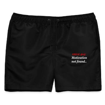 404: Motivation nicht gefunden. - Männer Badeshorts - Schwarz - Vorne - AI Model Male 178 light (178cm)