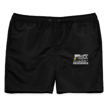 PUFFERKÜSSER - Männer Badeshorts - Schwarz - Vorne - AI Model Male 178 light (178cm)