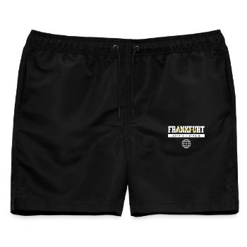 Frankfurt Deutschland Koordinaten Reise Souvenir - Männer Badeshorts - Schwarz - Vorne - AI Model Male 178 light (178cm)