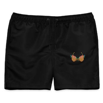 Tropisches Kokosnuss-BH Blumenstrand-Design - Männer Badeshorts - Schwarz - Vorne - AI Model Male 178 light (178cm)
