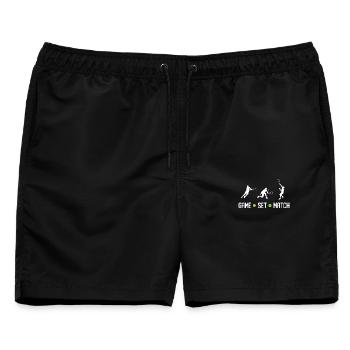 Tennis - Spiel Set Match - Männer Badeshorts - Schwarz - Vorne - AI Model Male 178 light (178cm)