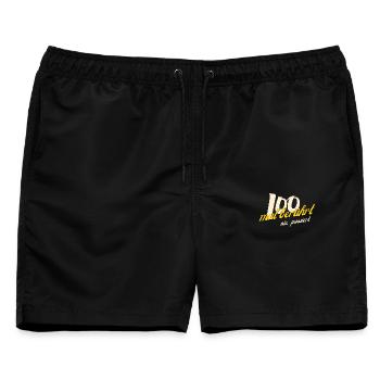 100 mal berührt nix passiert - Männer Badeshorts - Schwarz - Vorne - AI Model Male 178 light (178cm)