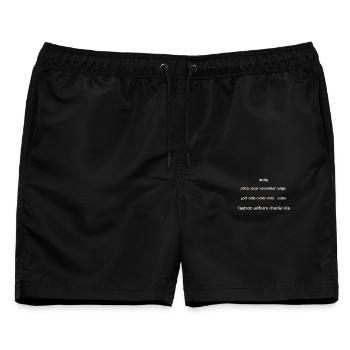 I Don't Give a F*ck | NATO Alphabet Design - Männer Badeshorts - Schwarz - Vorne - AI Model Male 178 light (178cm)