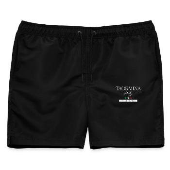 Taormina Italien Souvenir – Reise minimalistisch - Männer Badeshorts - Schwarz - Vorne - AI Model Male 178 light (178cm)