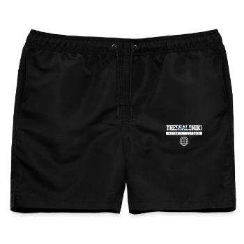 Thessaloniki Griechenland Koordinaten Reise - Männer Badeshorts - Schwarz - Vorne - AI Model Male 178 light (178cm)