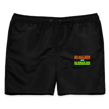 Zu Alt Zum Mitnehmen Zu Schade Zum Wegwerfen - Männer Badeshorts - Schwarz - Vorne - AI Model Male 178 light (178cm)