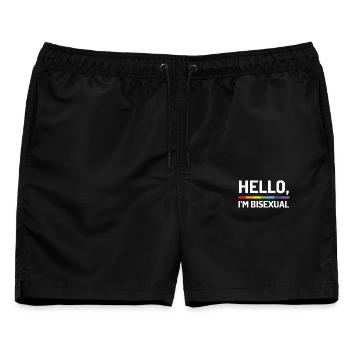 Hallo, ich bin bisexuell - Männer Badeshorts - Schwarz - Vorne - AI Model Male 178 light (178cm)