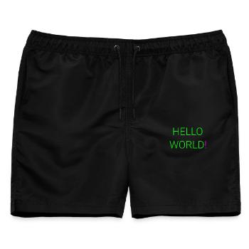 Hallo Welt - Männer Badeshorts - Schwarz - Vorne - AI Model Male 178 light (178cm)