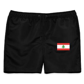 Libanon Flagge - Männer Badeshorts - Schwarz - Vorne - AI Model Male 178 light (178cm)