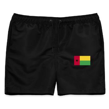 Guinea Bissau National Flagge - Männer Badeshorts - Schwarz - Vorne - AI Model Male 178 light (178cm)