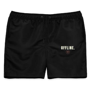 OFFLINE. Minimalist Digital Detox Success Design - Männer Badeshorts - Schwarz - Vorne - AI Model Male 178 light (178cm)