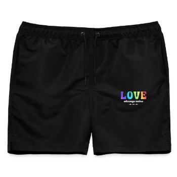 LGBTQ+ Love Always Wins Regenbogen Farben - Männer Badeshorts - Schwarz - Vorne - AI Model Male 178 light (178cm)
