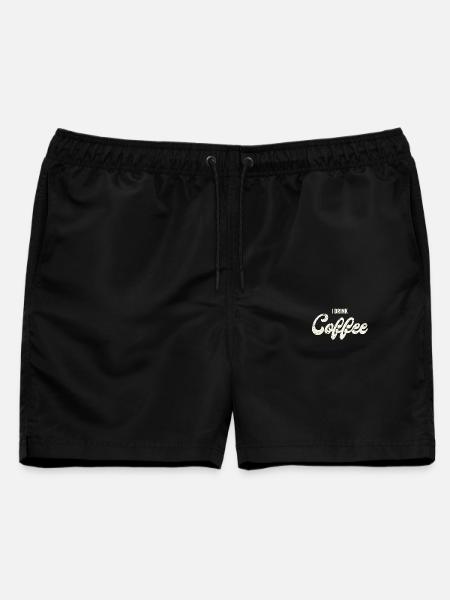 Ich trink Kaffee – Retro Script - Männer Badeshorts - Schwarz