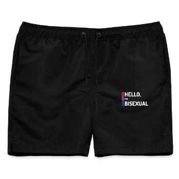 Hallo, ich bin bisexuell - Männer Badeshorts - Schwarz - Vorne - AI Model Male 178 light (178cm)