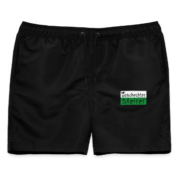 Woschechter Steirer, Steiermark, Mundart, Dialekt - Männer Badeshorts - Schwarz - Vorne - AI Model Male 178 light (178cm)