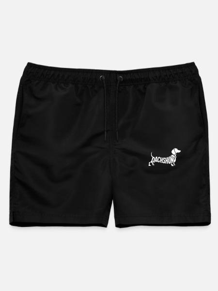 Dachshund Hund Silhouette Schriftzug - Männer Badeshorts - Schwarz