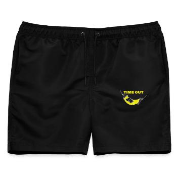 TIME OUT - Männer Badeshorts - Schwarz - Vorne - AI Model Male 178 light (178cm)