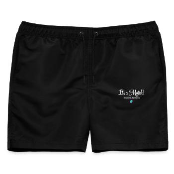 Es ist ein Match! Ich mochte dich super - Männer Badeshorts - Schwarz - Vorne - AI Model Male 178 light (178cm)