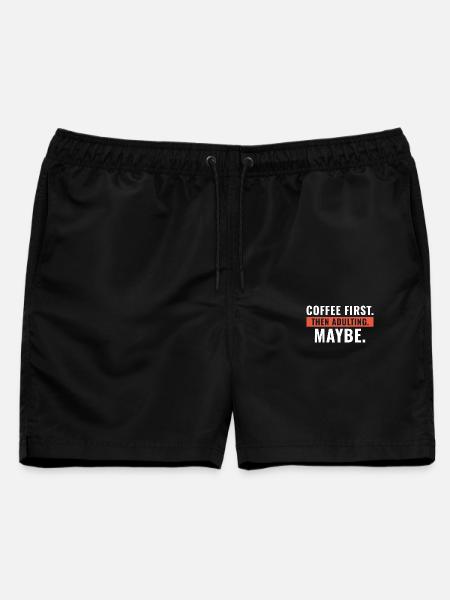 Erst Kaffee, dann vielleicht erwachsen werden - Männer Badeshorts - Schwarz