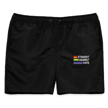 Pride Month - Direkt gegen Hass - Männer Badeshorts - Schwarz - Vorne - AI Model Male 178 light (178cm)