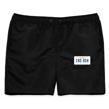 Cousins Beach – License Plate - Männer Badeshorts - Schwarz - Vorne - AI Model Male 178 light (178cm)