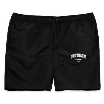 Potsdam Deutschland College Emblem - Männer Badeshorts - Schwarz - Vorne - AI Model Male 178 light (178cm)