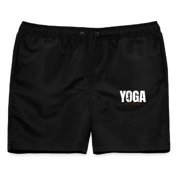 Yoga Balance – Stay in Balance Motivation - Männer Badeshorts - Schwarz - Vorne - AI Model Male 178 light (178cm)