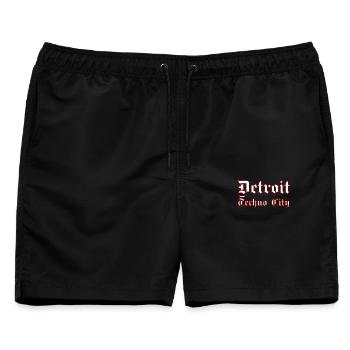 Detroit Techno City - Männer Badeshorts - Schwarz - Vorne - AI Model Male 178 light (178cm)