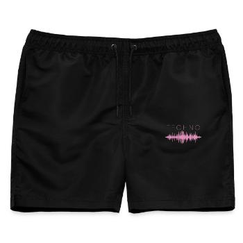Techno Bass Party - Männer Badeshorts - Schwarz - Vorne - AI Model Male 178 light (178cm)