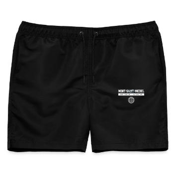 Mont-Saint-Michel Frankreich Koordinaten Souvenir - Männer Badeshorts - Schwarz - Vorne - AI Model Male 178 light (178cm)
