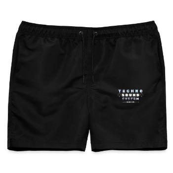 Techno Underground Club Logo - Männer Badeshorts - Schwarz - Vorne - AI Model Male 178 light (178cm)