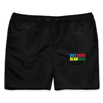Rot Grün Blau Gelb Wortspiel Spruch - Männer Badeshorts - Schwarz - Vorne - AI Model Male 178 light (178cm)