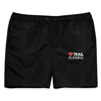 Ich liebe Trailrunning - Männer Badeshorts - Schwarz - Vorne - AI Model Male 178 light (178cm)