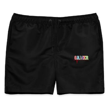 Gamer Gamer Herzschlag - Männer Badeshorts - Schwarz - Vorne - AI Model Male 178 light (178cm)