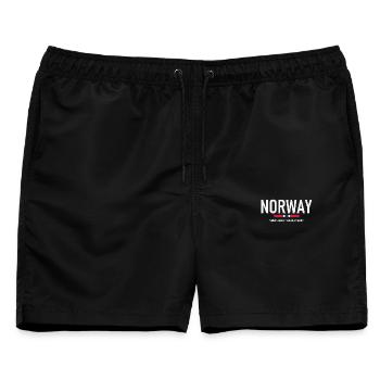 Norway - Norge - Norwegen - Flagge - Skandinavien - Männer Badeshorts - Schwarz - Vorne - AI Model Male 178 light (178cm)