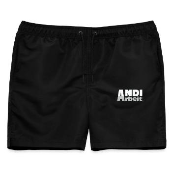 Andi Arbeit - An die Arbeit, Andreas, Andi, Andrea - Männer Badeshorts - Schwarz - Vorne - AI Model Male 178 light (178cm)