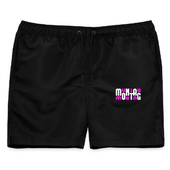 Montag Weiß/Pink - Männer Badeshorts - Schwarz - Vorne - AI Model Male 178 light (178cm)