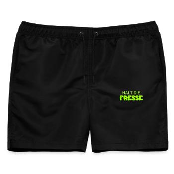 Halt die Fresse - Cooler Spruch - Männer Badeshorts - Schwarz - Vorne - AI Model Male 178 light (178cm)