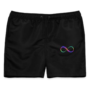 Infinity Rainbow Pride LGBTQ+ Statement - Männer Badeshorts - Schwarz - Vorne - AI Model Male 178 light (178cm)