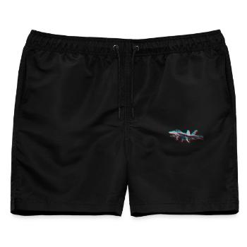 F18 Kampfjet Glitch Aviation Streetwear - Männer Badeshorts - Schwarz - Vorne - AI Model Male 178 light (178cm)