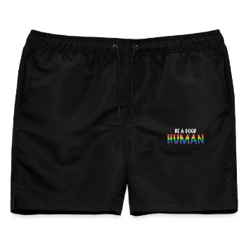 Be a Good Human Spread Kindness and Love Pride - Männer Badeshorts - Schwarz - Vorne - AI Model Male 178 light (178cm)
