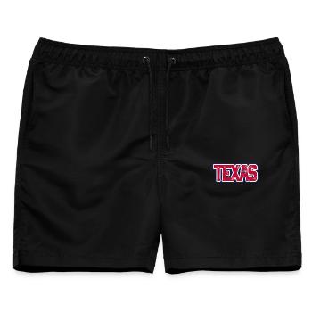 Texas Distressed Wortmarke - Männer Badeshorts - Schwarz - Vorne - AI Model Male 178 light (178cm)