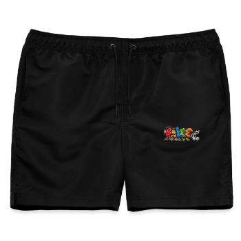 BALÈC – Humor Je M'en Fous - Männer Badeshorts - Schwarz - Vorne - AI Model Male 178 light (178cm)
