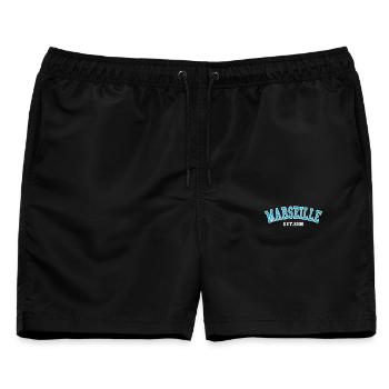 Marseille gegründet 2006 - Männer Badeshorts - Schwarz - Vorne - AI Model Male 178 light (178cm)