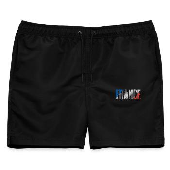 Frankreich Flagge Distressed Typografie - Männer Badeshorts - Schwarz - Vorne - AI Model Male 178 light (178cm)