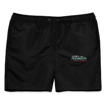 Abenteuer ist da draußen - Männer Badeshorts - Schwarz - Vorne - AI Model Male 178 light (178cm)
